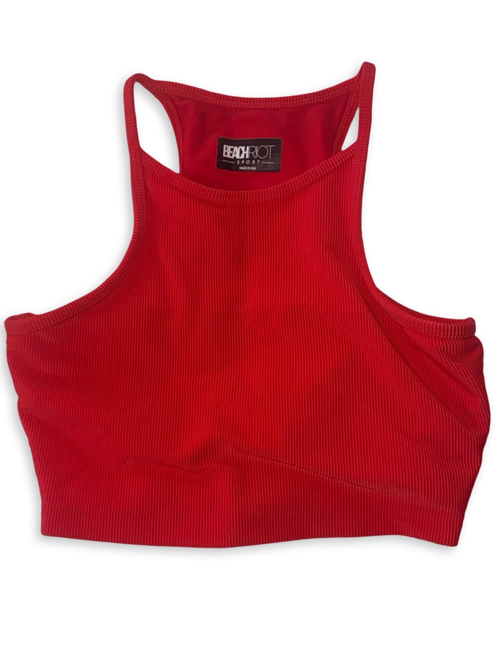 Beach Riot Red Ribbed Tank sports bra